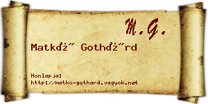Matkó Gothárd névjegykártya
